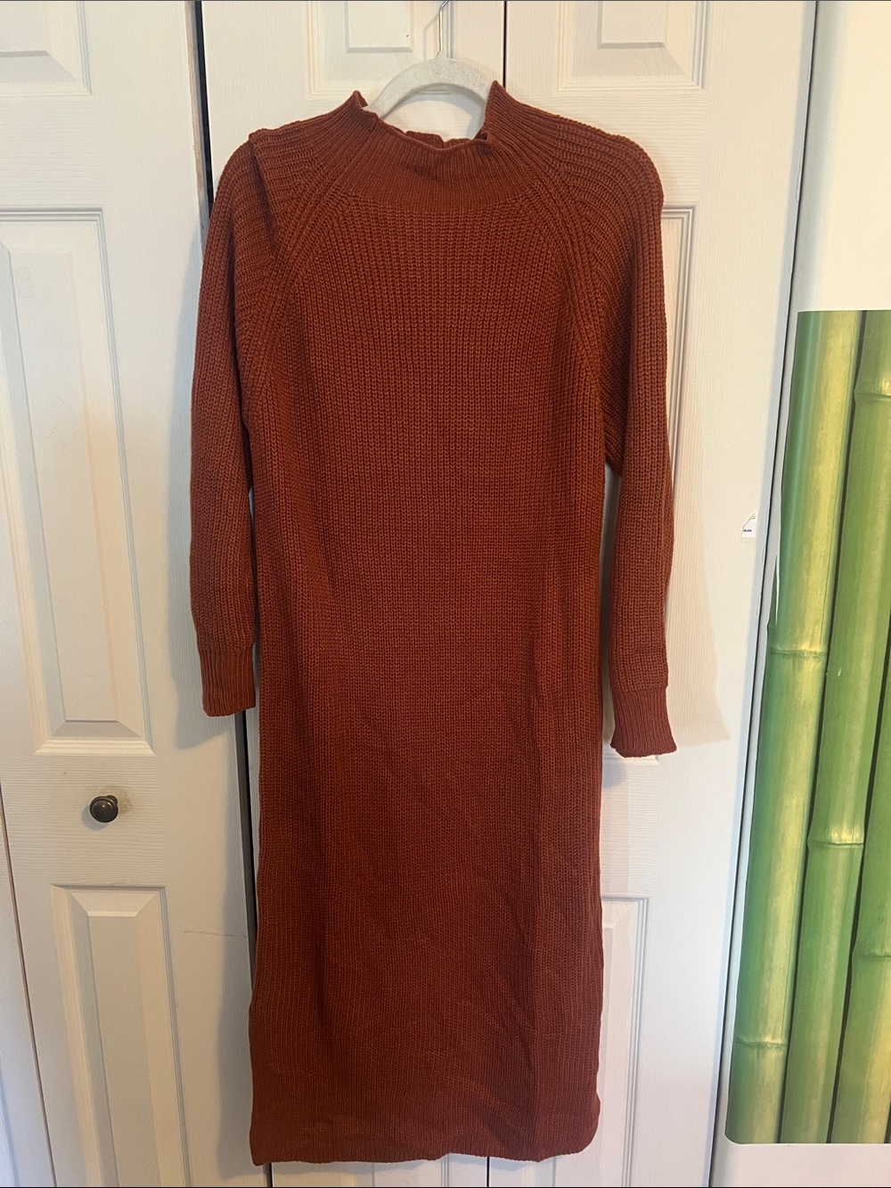 Women's Knit Long Sleeve Sweater Dress in Rust